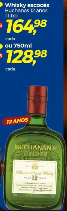 Frangolândia Whisky escocês Buchanas 12 anos 1 litro oferta