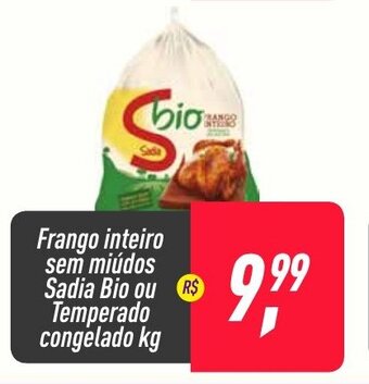 Frangolândia Frango Inteiro sem miudos Sadia Bio ou Temprado congelado 1kg oferta