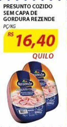 Presunto cozido sem capa de gordura Rezende 1kg