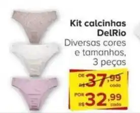 Carrefour Kit calcinhas DelRio Diversas cores e tamanhos, 3 peças oferta