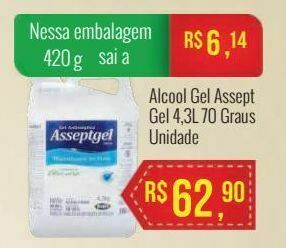 Mart Minas Alcool gel assept gel 4,3l 70 graus oferta