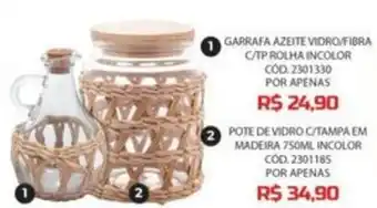 GARRAFA AZEITE VIDRO/FIBRA C/TP ROLHA INCOLOR COD.2301330