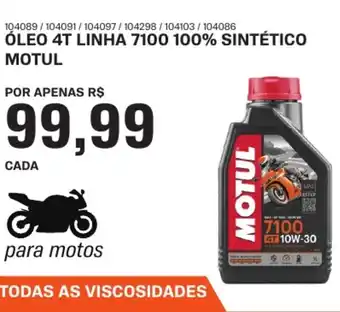 ÓLEO 4T LINHA 7100 100% SINTÉTICO MOTUL