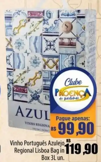Proença Supermercados Vinho Português Azulejo Regional Lisboa Bag in Box 3L un. oferta