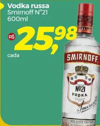 Frangolândia Vodka russa Smirnoff N°21 600ml oferta
