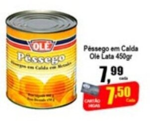 Higa's Supermercado Pessego em Calda Ole Lata 450g oferta