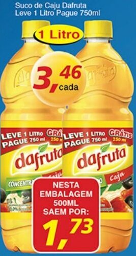 Supermercados Guanabara Suco de Caju Dafruta leve 1L pague 750ml oferta