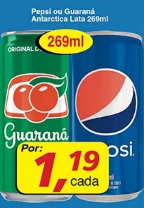 Supermercados Guanabara Pepsi ou Guarana Antarctica lata 269ml oferta