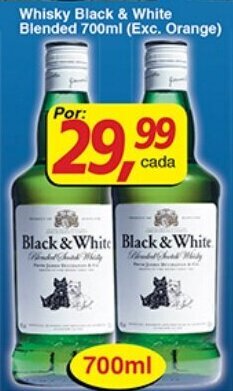 Supermercados Guanabara Whisky Black & White Blended 700ml oferta