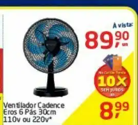 Ventilador cadence eros 6 pás 30 cm 110 v 0u 220 v