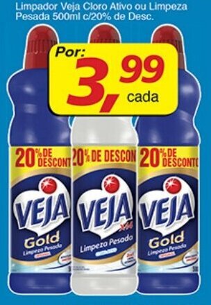 Supermercados Guanabara Limpador Veja Cloro Ativo ou Limpeza Pesada 500ml c/20% de Desc. oferta