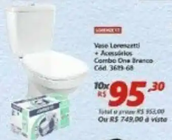 Lojas Becker Vaso Lorenzetti + Acessorios Combo One Branco oferta
