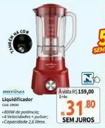 Deltasul Liquidificador Britania 2.6L oferta