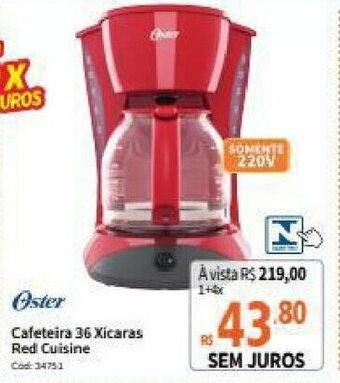 Deltasul Oster Cafeteira 36 Xicaras Red Cuisine oferta