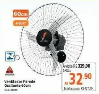 Ventilador Parede Oscilante 60cm