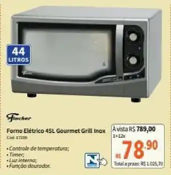 Forno Eletrico 45L Gourmet Grill Inox
