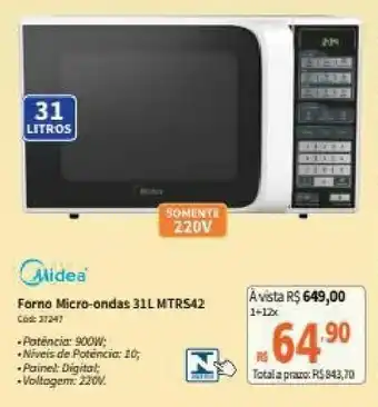 Deltasul Forno Micro-ondas 31L Midea oferta