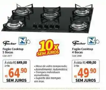 Deltasul Fischer Fogao Cooktop 5 Bocas oferta