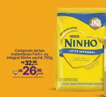 Super Lagoa Composto lácteo instantâneo Forti+ ou integral Ninho sachê 750g oferta
