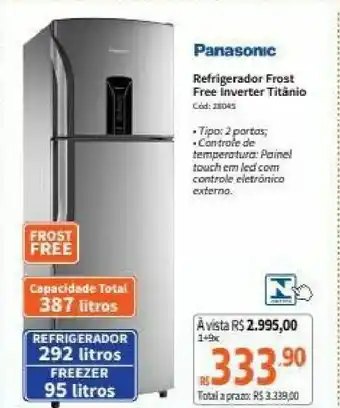 Deltasul Panasonic Refrigerador Frost Free Inverter Titanio oferta