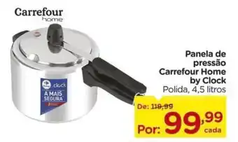 Panela de pressão Carrefour Home by Clock Polida, 4,5 litros