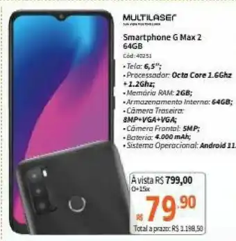 Deltasul Multilaser Smartphone G Max 2 64GB oferta