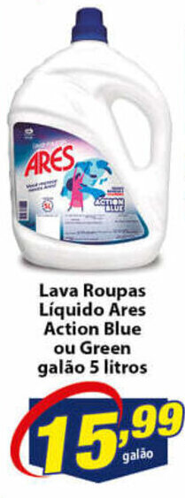 Vencedor Atacadista Lava roupas Liquido Ares Action Blue ou Green galao 5L oferta