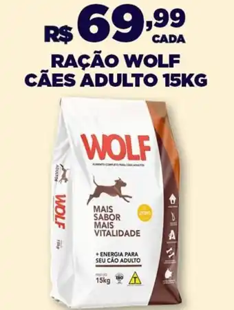 DB Supermercados RAÇÃO WOLF CÃES ADULTO 15KG oferta