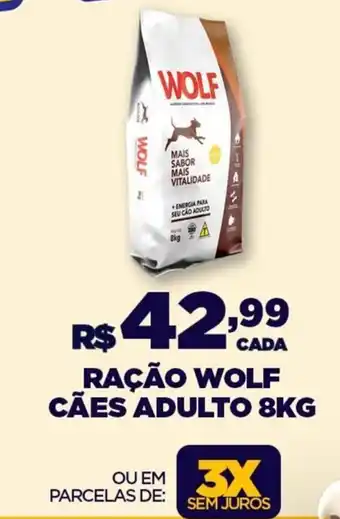 DB Supermercados RAÇÃO WOLF CÃES ADULTO 8KG oferta