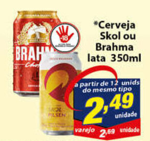 Vencedor Atacadista Cerveja Skol ou Brahma lata 350ml oferta