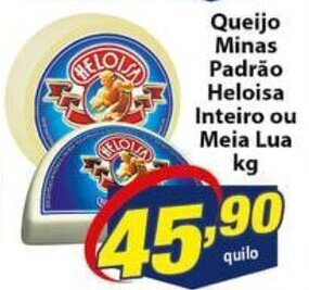 Vencedor Atacadista Queijo minas padrao Heloisa Inteiro ou Meia Lua 1kg oferta