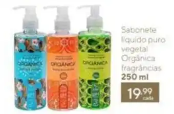 Sabonete liquido puro vegetal Orgánica fragrâncias 250ml