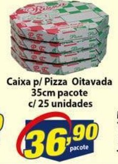 Vencedor Atacadista Caixa p/ Pizza Oitavada 35cm pacote c/25 unidades oferta