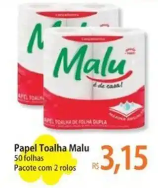 Papel Toalha Malu 50 folhas Pacote com 2 rolos
