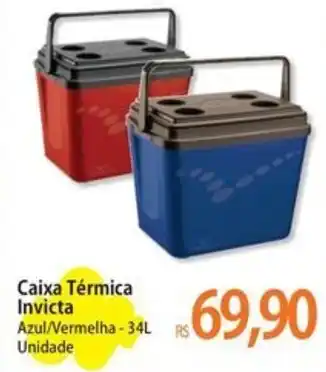 Atacadão Caixa Térmica Invicta Azul/Vermelha-34L oferta
