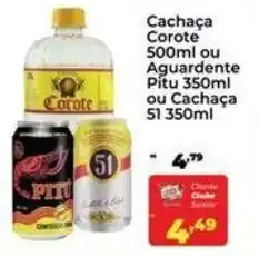 Semar Supermercado Cachaça Corote 500ml ou Aguardente Pitu 350ml ou Cachaça 51 350ml oferta