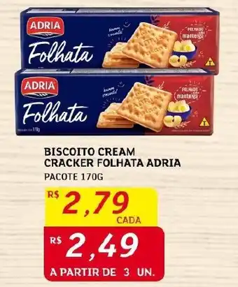 Assaí Atacadista BISCOITO CREAM CRACKER FOLHATA ADRIA PACOTE 170G oferta