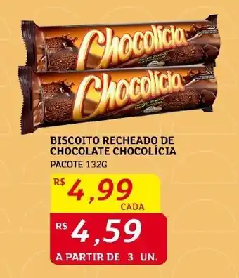 Assaí Atacadista BISCOITO RECHEADO DE CHOCOLATE CHOCOLÍCIA PACOTE 132G oferta
