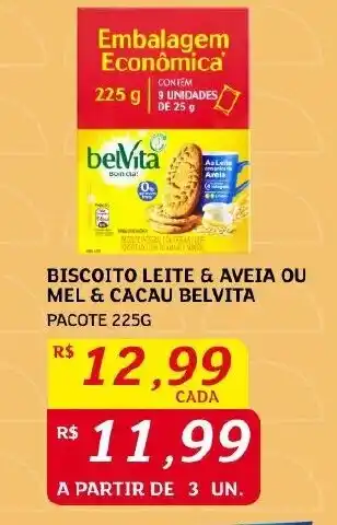 Assaí Atacadista BISCOITO LEITE & AVEIA OU MEL & CACAU BELVITA PACOTE 225G oferta