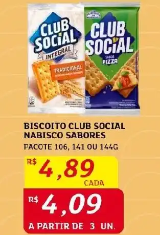 Assaí Atacadista BISCOITO CLUB SOCIAL NABISCO SABORES PACOTE 106, 141 OU 144G oferta