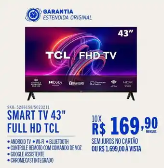 Casas Bahia SMART TV 43" FULL HD TCL oferta