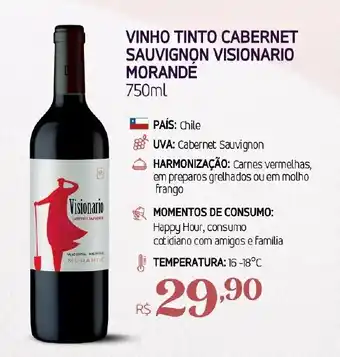 Supermercados Jau Serve VINHO TINTO CABERNET SAUVIGNON VISIONARIO MORANDÉ 750ml oferta