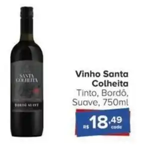 Carrefour Vinho Santa Colheita Tinto, Bordô, Suave, 750ml oferta