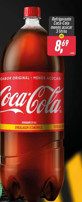 Frangolândia Refrigerante Coca-Cola Menos Acucar 3L oferta