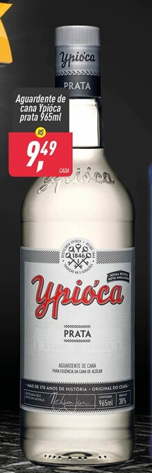 Frangolândia Aguardente de cana Ypioca prata 965ml oferta