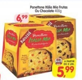 Cercadão Panettone Italia Mia Frutas ou Chocolate 400g oferta