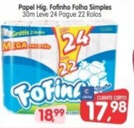 Cercadão Papel hig. Fofinho Folha Simples oferta
