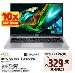 Deltasul Acer Notebook Ryzen 5 7520U 8GB oferta
