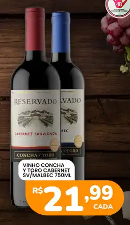 Supermercado Bergamini VINHO CONCHA Y TORO CABERNET SV/MALBEC 750ML oferta