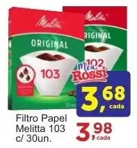 Filtro Papel Melitta 103 c/ 30un.